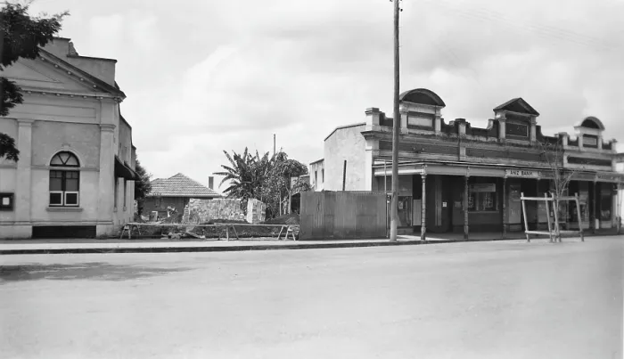 Framed Print : ANZ Bank (Old and New), Formerly - Bank of Australasia, Childers, Queensland, 1954. Creator: Jack Bain Framed Print : ANZ Bank (Old and New), Formerly - Bank of Australasia, Childers, Queensland, 1954. Creator: Jack Bain