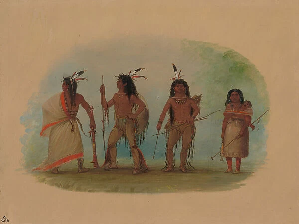 Four Apachee Indians, 1855  /  1869. Creator: George Catlin