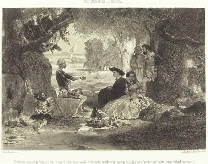 Framed Print : Apeáronse junto à la fuente... c. 1855. Creator: Célestin Nanteuil Framed Print : Apeáronse junto à la fuente... c. 1855. Creator: Célestin Nanteuil