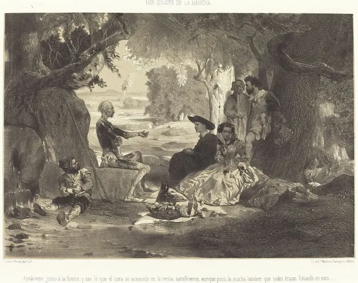 Framed Print : Apeáronse junto á la fuente, c. 1855. Creator: Célestin Nanteuil Framed Print : Apeáronse junto á la fuente, c. 1855. Creator: Célestin Nanteuil