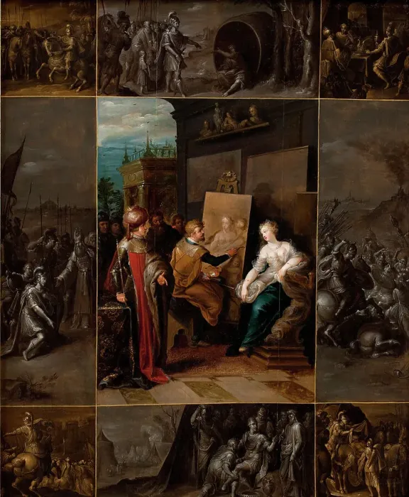 Framed Print : Apelles Painting Campaspe, 1620-1629. Creator: Frans Francken II Framed Print : Apelles Painting Campaspe, 1620-1629. Creator: Frans Francken II