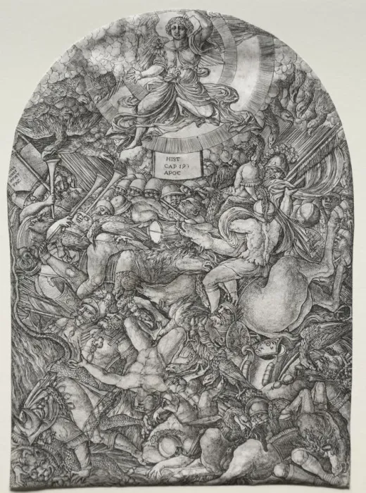 Framed Print : The Apocalypse: The Angel in the Sun Calling the Birds of Prey, 1500s. Creator: Jean Duvet (French Framed Print : The Apocalypse: The Angel in the Sun Calling the Birds of Prey, 1500s. Creator: Jean Duvet (French