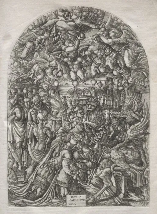 Framed Print : The Apocalypse: The Dragon with Two Horns and the Beast with Seven, 1546-1556. Creator Framed Print : The Apocalypse: The Dragon with Two Horns and the Beast with Seven, 1546-1556. Creator