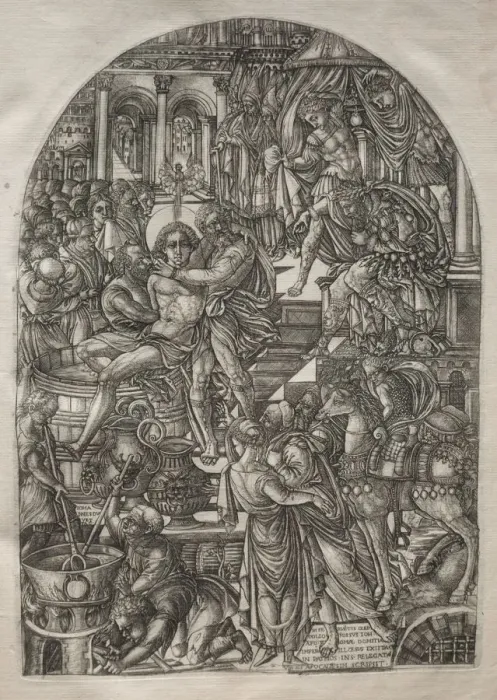 Framed Print : The Apocalypse: The Martyrdom of St. John the Evangelist, 1546-1556. Creator: Jean Duvet (French Framed Print : The Apocalypse: The Martyrdom of St. John the Evangelist, 1546-1556. Creator: Jean Duvet (French