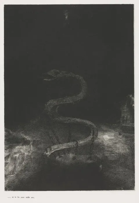 Framed Print : The Apocalypse of Saint John: And Bound Him a Thousand Years, 1899. Creator: Odilon Redon (French Framed Print : The Apocalypse of Saint John: And Bound Him a Thousand Years, 1899. Creator: Odilon Redon (French