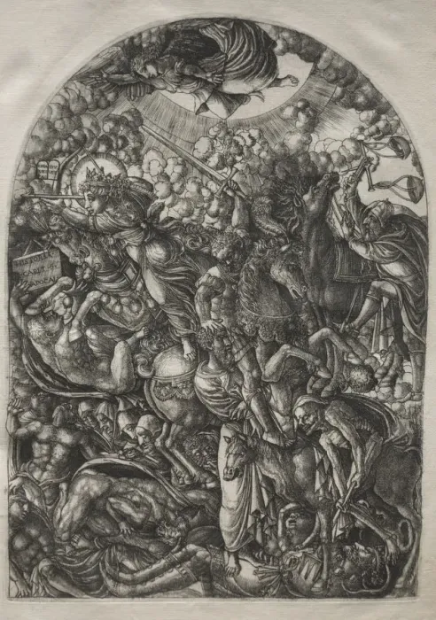 Framed Print : The Apocalypse: St. John Sees the Four Riders, 1546-1556. Creator: Jean Duvet (French, 1485-1561)