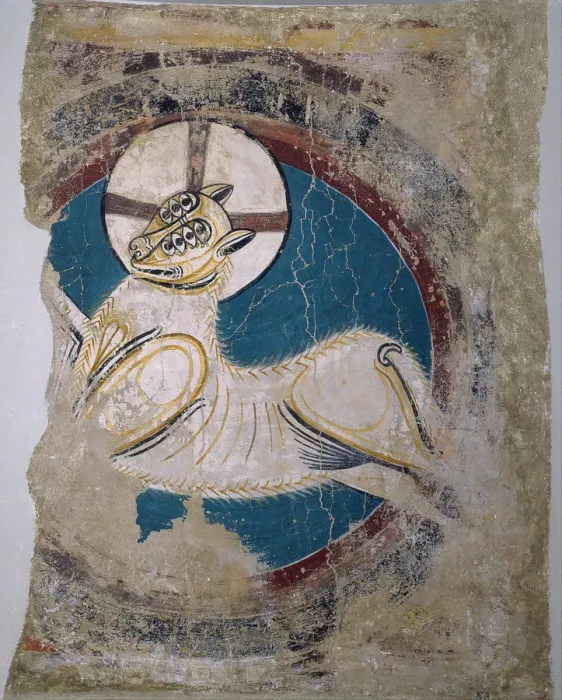 Framed Print : Apocalyptic Lamb (from Sant Climent de Taull). Artist: Master of Tahull (Master of Sant Climent de Taull) (active 12th century) Framed Print : Apocalyptic Lamb (from Sant Climent de Taull). Artist: Master of Tahull (Master of Sant Climent de Taull) (active 12th century)