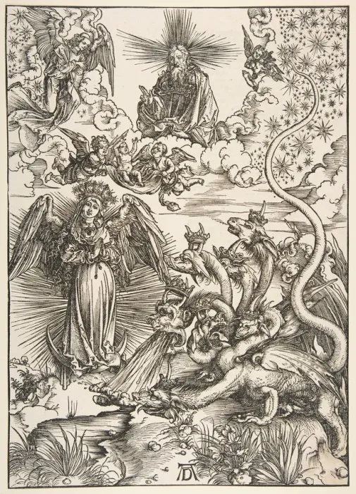 Framed Print : The Apocalyptic Woman, from the Apocalypse series, 1511. Creator: Albrecht Durer Framed Print : The Apocalyptic Woman, from the Apocalypse series, 1511. Creator: Albrecht Durer