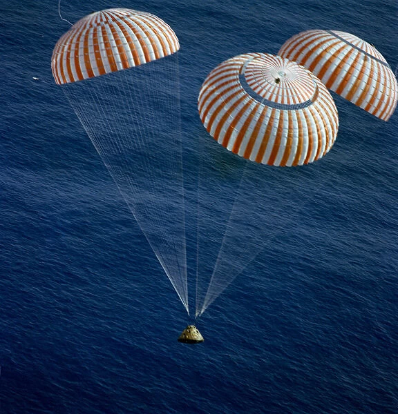 Apollo 17 splashdown, Pacific Ocean, December 19, 1972. Creator: NASA