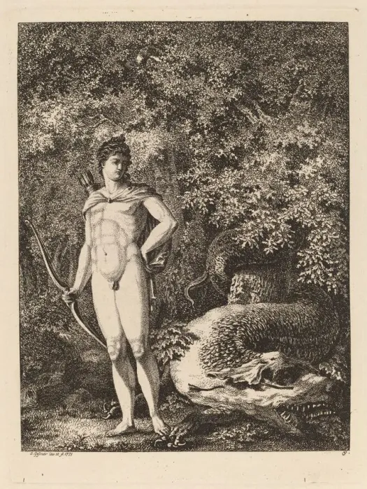 Framed Print : Apollo with a Bow and Dragon, 1771. Creator: Salomon Gessner Framed Print : Apollo with a Bow and Dragon, 1771. Creator: Salomon Gessner