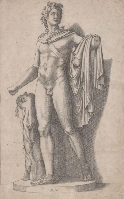 Framed Print : Apollo, ca. 1514-36. Creator: Agostino Veneziano Framed Print : Apollo, ca. 1514-36. Creator: Agostino Veneziano