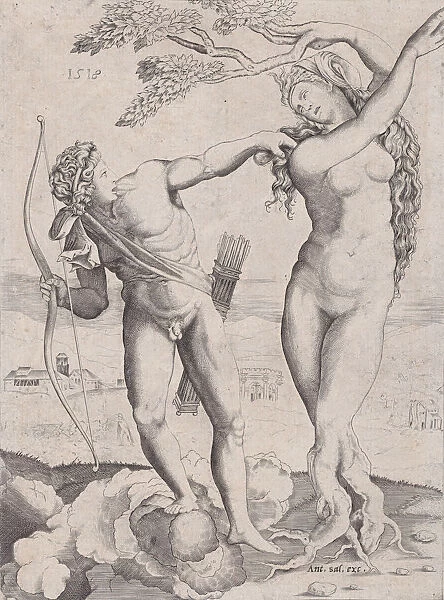 Apollo and Daphne, dated 1518. Creator: Agostino Veneziano