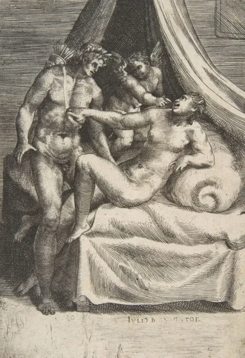 Framed Print : Apollo and Daphne, from The Loves of the Gods, ca. 1531-76. Creator: Giulio Bonasone Framed Print : Apollo and Daphne, from The Loves of the Gods, ca. 1531-76. Creator: Giulio Bonasone