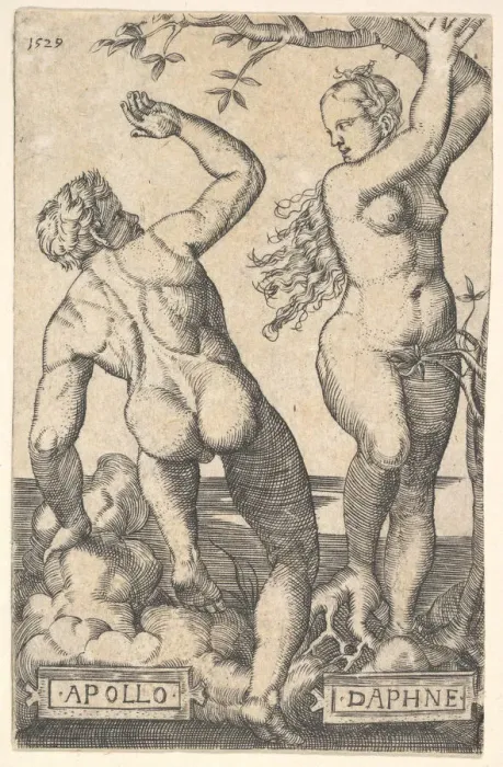 Framed Print : Apollo and Daphne (reverse copy). n. d. Creator: Barthel Beham Framed Print : Apollo and Daphne (reverse copy). n. d. Creator: Barthel Beham