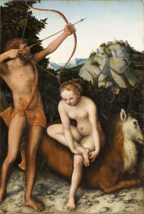 Framed Print : Apollo and Diana, ca 1530. Artist: Cranach, Lucas, the Elder (1472-1553)