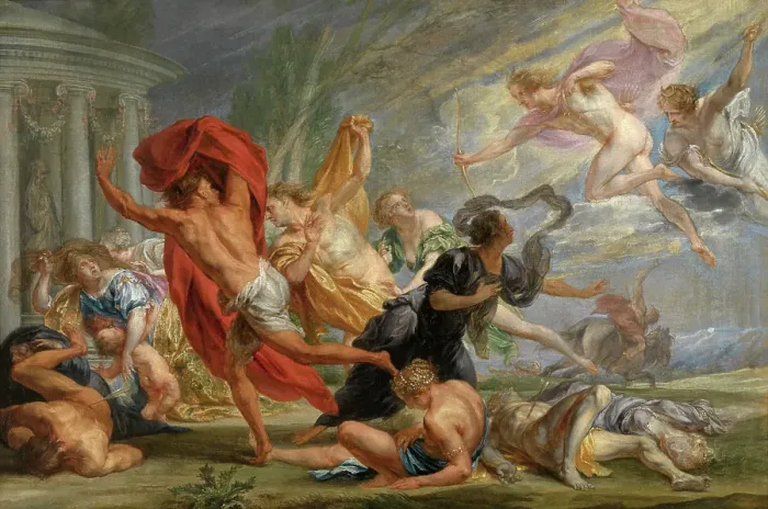 Framed Print : Apollo and Diana Kill Niobe's Children, c1630-1660s. Creator: Jan Boeckhorst Framed Print : Apollo and Diana Kill Niobe's Children, c1630-1660s. Creator: Jan Boeckhorst