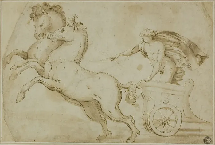 Framed Print : Apollo Driving the Chariot of the Sun, 1519 / 21. Creator: Workshop of Pietro Buonaccorsi, called Perino del Vaga Framed Print : Apollo Driving the Chariot of the Sun, 1519 / 21. Creator: Workshop of Pietro Buonaccorsi, called Perino del Vaga