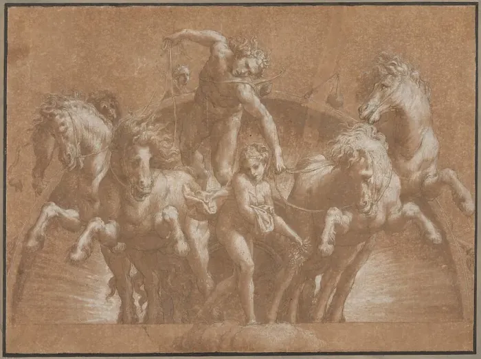 Framed Print : Apollo Driving the Chariot of the Sun, 1544 / 45. Creator: Lelio Orsi Framed Print : Apollo Driving the Chariot of the Sun, 1544 / 45. Creator: Lelio Orsi