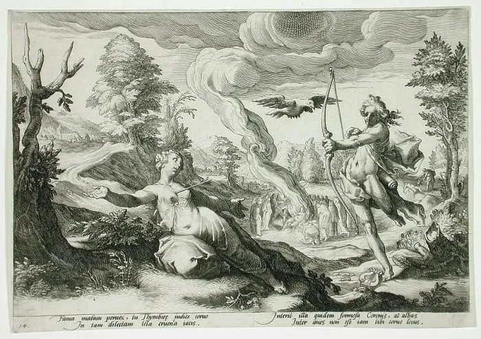 Framed Print : Apollo Killing Coronis, published 1590. Creator: Hendrik Goltzius Framed Print : Apollo Killing Coronis, published 1590. Creator: Hendrik Goltzius
