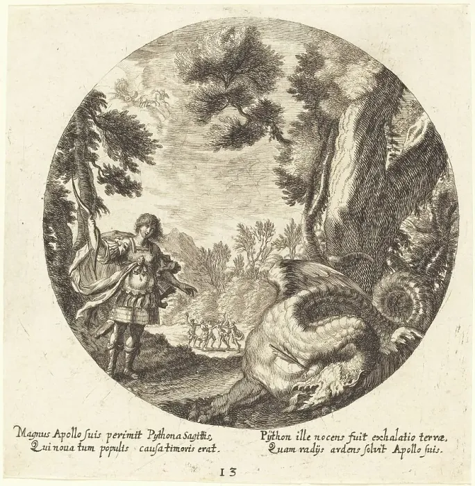 Framed Print : Apollo Killing the Python, 1665. Creator: Georg Andreas Wolfgang