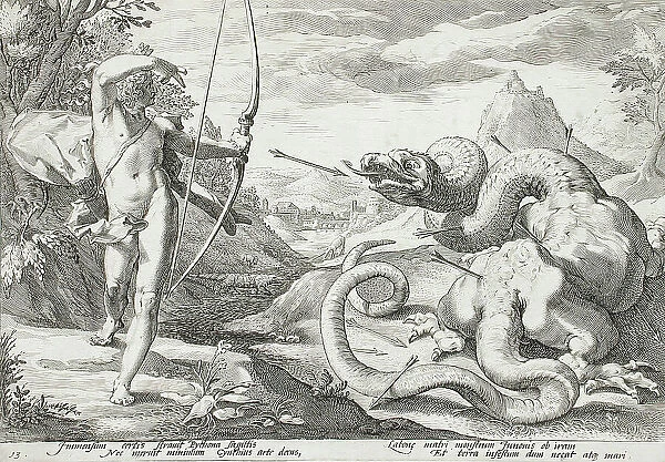 Apollo Killing the Python, published 1589. Creator: Hendrik Goltzius