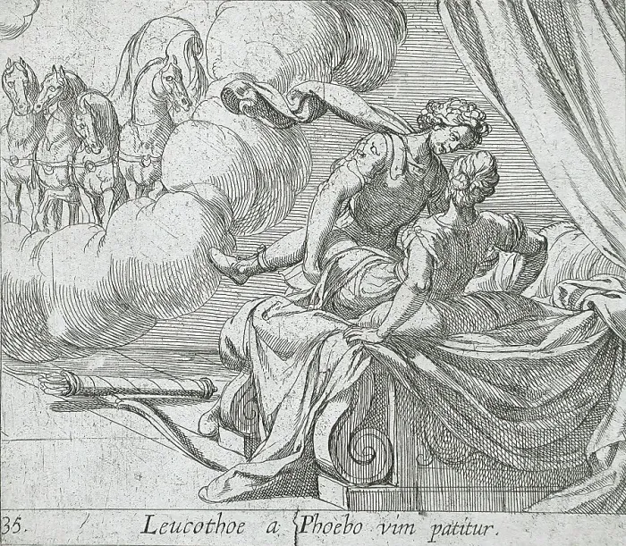 Framed Print : Apollo and Leucothoe, published 1606. Creators: Antonio Tempesta, Wilhelm Janson Framed Print : Apollo and Leucothoe, published 1606. Creators: Antonio Tempesta, Wilhelm Janson