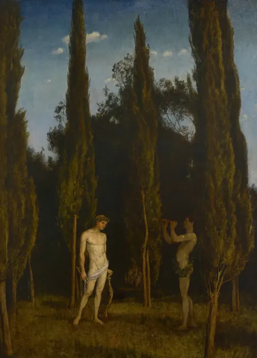 Framed Print : Apollo and Marsyas, 1888. Creator: Hans Thoma Framed Print : Apollo and Marsyas, 1888. Creator: Hans Thoma