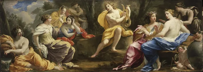 Framed Print : Apollo and the Muses, 1640s. Creator: Dorigny, Michel (1616-1665) Framed Print : Apollo and the Muses, 1640s. Creator: Dorigny, Michel (1616-1665)
