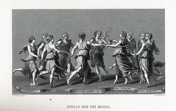 Apollo and the Muses (after Giulio Romano), 1882. Artist: Anonymous