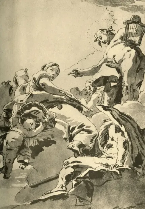 Framed Print : Apollo, the Muses and Chronos, c1730, (1928). Artist: Giovanni Battista Tiepolo Framed Print : Apollo, the Muses and Chronos, c1730, (1928). Artist: Giovanni Battista Tiepolo