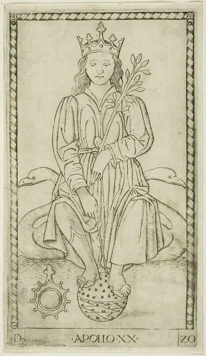 Framed Print : Apollo, plate 20 from Apollo and the Muses, c.1465. Creator: Unknown Framed Print : Apollo, plate 20 from Apollo and the Muses, c.1465. Creator: Unknown