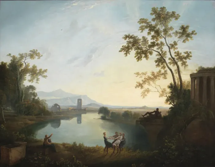 Framed Print : Apollo and the Seasons (Classical Landscape), ca. 1770-1779. Creator: Richard Wilson Framed Print : Apollo and the Seasons (Classical Landscape), ca. 1770-1779. Creator: Richard Wilson