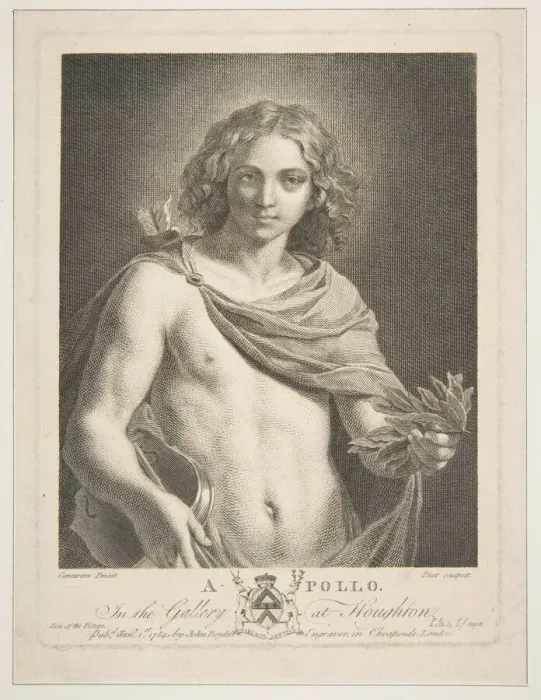 Framed Print : Apollo wearing a mantle and holding a laurel branch and violin, 1784 Framed Print : Apollo wearing a mantle and holding a laurel branch and violin, 1784