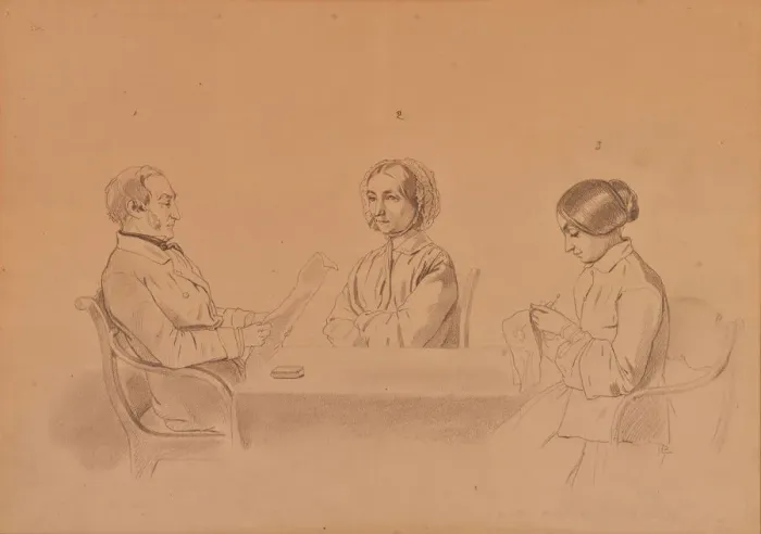 Framed Print : Apollon Ivanovich Sytin (1795-1862) with his wife Louise and her sister, 1854 Framed Print : Apollon Ivanovich Sytin (1795-1862) with his wife Louise and her sister, 1854