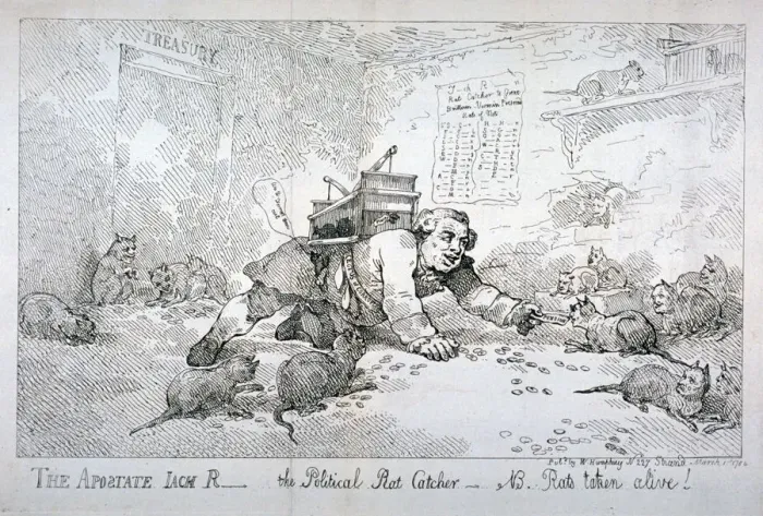 Framed Print : The apostate Jack R - the political rat catcher - NB. Rats taken alive!, 1784 Framed Print : The apostate Jack R - the political rat catcher - NB. Rats taken alive!, 1784