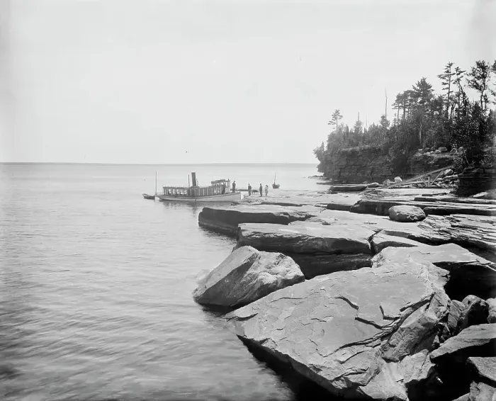 Framed Print : Apostle Islands, L.S. lighthouse landing, Devil's Island, c1898. Creator: Unknown Framed Print : Apostle Islands, L.S. lighthouse landing, Devil's Island, c1898. Creator: Unknown