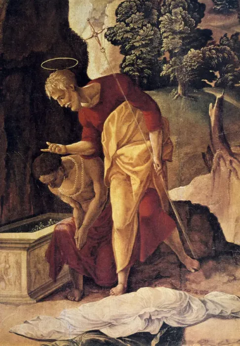 Framed Print : The Apostle Philip Baptizing the Eunuch, detail, 16th century. Artist: Jan van Scorel Framed Print : The Apostle Philip Baptizing the Eunuch, detail, 16th century. Artist: Jan van Scorel