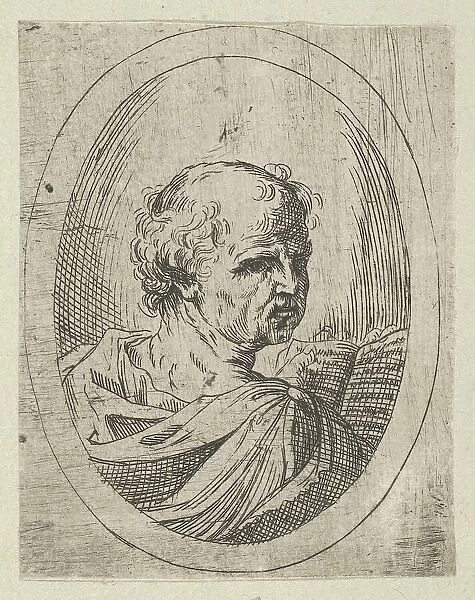 An apostle seen from behind and turning to the right, holding an open book, 1600-1640. Creator: Anon