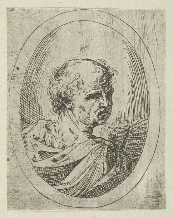 Framed Print : An apostle seen from behind and turning to the right, holding an open book, 1600-1640. Creator: Anon Framed Print : An apostle seen from behind and turning to the right, holding an open book, 1600-1640. Creator: Anon