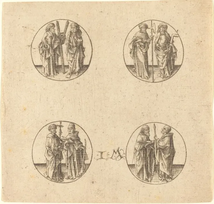 Framed Print : Eight Apostles in Four Roundels. Creator: Israhel van Meckenem Framed Print : Eight Apostles in Four Roundels. Creator: Israhel van Meckenem