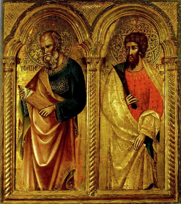 Framed Print : Apostles Saint James and Saint Bartholomew, ca 1345. Artist: Veneziano, Paolo (ca 1330-ca 1360) Framed Print : Apostles Saint James and Saint Bartholomew, ca 1345. Artist: Veneziano, Paolo (ca 1330-ca 1360)