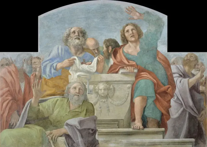 Framed Print : Apostles around the Empty Sepulchre, 1604-1607. Artist: Carracci, Annibale (1560-1609) Framed Print : Apostles around the Empty Sepulchre, 1604-1607. Artist: Carracci, Annibale (1560-1609)