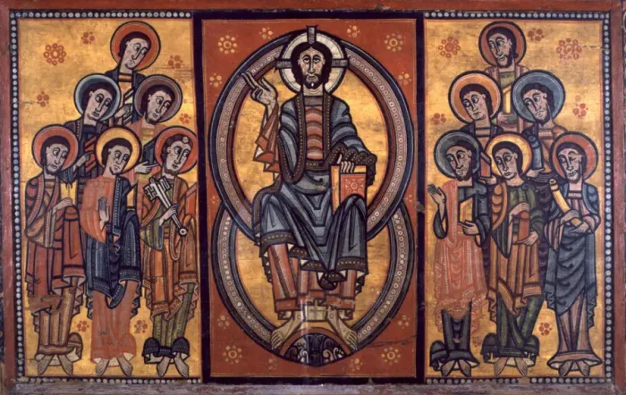 Framed Print : Front of the Apostolate, from the Diocese of La Seu d Urgell. Represents Christ and the apostles Framed Print : Front of the Apostolate, from the Diocese of La Seu d Urgell. Represents Christ and the apostles
