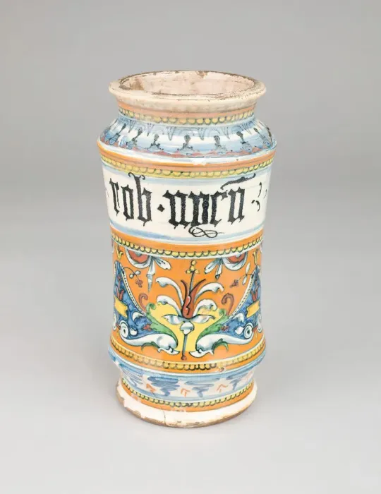 Framed Print : Apothecary Jar (Albarello), Siena, c. 1510 / 20. Creator: Unknown Framed Print : Apothecary Jar (Albarello), Siena, c. 1510 / 20. Creator: Unknown