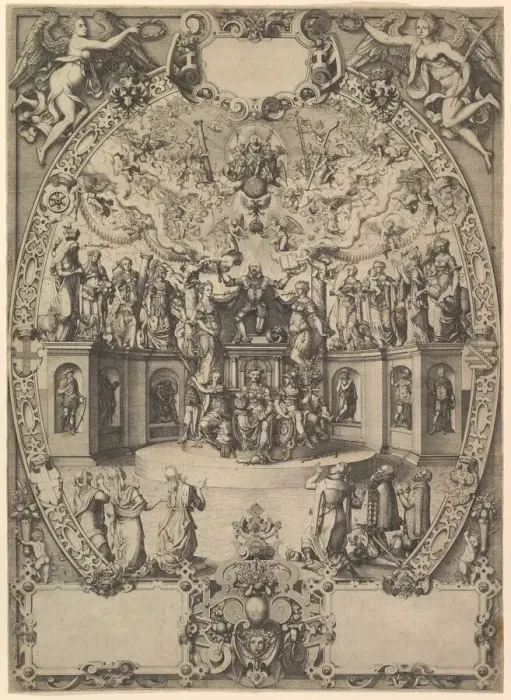 Framed Print : The Apotheosis of Emperor Maximilian II, 16th century. Creator: Jost Ammon Framed Print : The Apotheosis of Emperor Maximilian II, 16th century. Creator: Jost Ammon