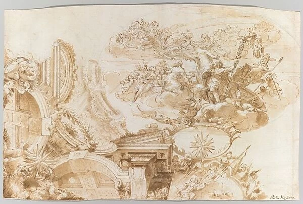 The Apotheosis of Romulus: Design for a Ceiling, c. 1675-76. Creator: Domenico Maria Canuti