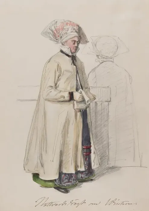Framed Print : Apparel - Communion dress in winter. (c1860s). Creator: Vilhelm Wallander Framed Print : Apparel - Communion dress in winter. (c1860s). Creator: Vilhelm Wallander