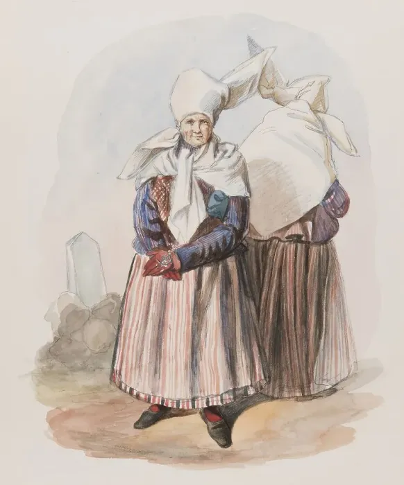 Framed Print : Apparel - Woman front and back. Östergötland, Finspång, Skedevi. (c1860s). Creator: Vilhelm Wallander Framed Print : Apparel - Woman front and back. Östergötland, Finspång, Skedevi. (c1860s). Creator: Vilhelm Wallander