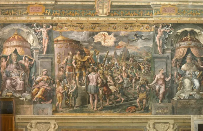 Framed Print : The Apparition of the Cross to the Emperor Constantine, 1517-1524. Artist: Penni, Gianfrancesco (1496-1528) Framed Print : The Apparition of the Cross to the Emperor Constantine, 1517-1524. Artist: Penni, Gianfrancesco (1496-1528)
