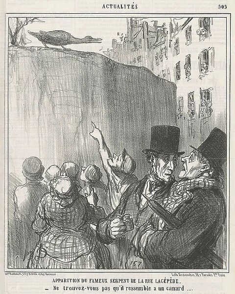 Apparition du... serpent de la rue Lacépède, 19th century. Creator: Honore Daumier